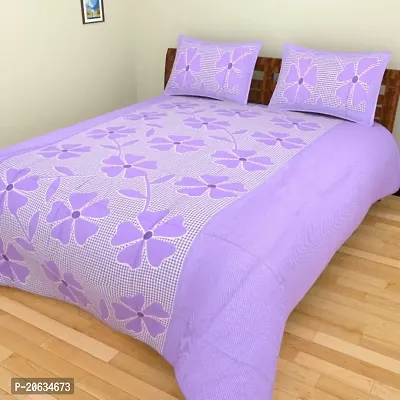 PCOTT Prime Collection 144 TC Polycotton 3D Printed Double Bedsheet with 2 Pillow Covers (Multicolour, Size 90 x 90 Inch) - Purple Frooti 3D10