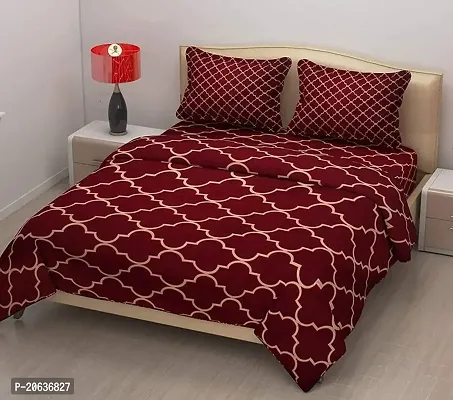 PCOTT Prime Collection 160TC Supersoft Glace Cotton Double Bedsheet with 2 Pillow Covers (Multicolour 90 x 90 Inch) - Maroon Ring Damaas 4 - Gold-thumb0