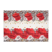 PCOTT Prime Collection 144TC 3D Printed Polycotton Double Bedsheet with 2 Pillow Covers (Multicolour, Size 87 x 87 Inch) - Tiger Print with Roses 3D-thumb1