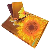 PCOTT Prime Collection 144 TC Polycotton 3D Printed Double Bedsheet with 2 Pillow Covers (Multicolour, Size 90 x 90 Inch) - Sunflower 3D8-thumb1