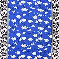 PCOTT Prime Collection 144 TC Polycotton 3D Printed Double Bedsheet with 2 Pillow Covers (Multicolour, Size 90 x 90 Inch) - Sky Blue with White Flower 3D3-thumb1