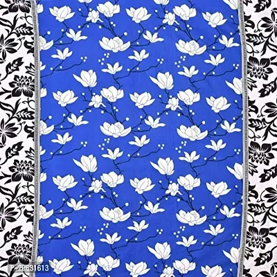 PCOTT Prime Collection 144 TC Polycotton 3D Printed Double Bedsheet with 2 Pillow Covers (Multicolour, Size 90 x 90 Inch) - Sky Blue with White Flower 3D3-thumb2
