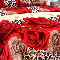 PCOTT Prime Collection 144 TC Polycotton 3D Printed Double Bedsheet with 2 Pillow Covers (Multicolour, Size 90 x 90 Inch) - Tiger Print with Roses 3D1-thumb3