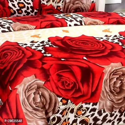 PCOTT Prime Collection 144 TC Polycotton 3D Printed Double Bedsheet with 2 Pillow Covers (Multicolour, Size 90 x 90 Inch) - Tiger Print with Roses 3D1-thumb4