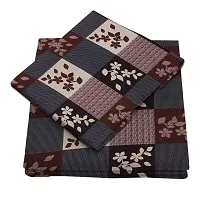 PCOTT Prime Collection 144TC 3D Printed Polycotton Double Bedsheet with 2 Pillow Covers (Multicolour, Size 87 x 87 Inch) - Double Brown Check 3D2-thumb2