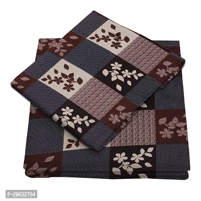 PCOTT Prime Collection 144TC 3D Printed Polycotton Double Bedsheet with 2 Pillow Covers (Multicolour, Size 87 x 87 Inch) - Double Brown Check 3D2-thumb3