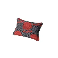 PCOTT Prime Collection 144TC 3D Printed Polycotton Double Bedsheet with 2 Pillow Covers (Multicolour, Size 87 x 87 Inch) - Dotted Black with Red Flower 3D2-M-thumb2