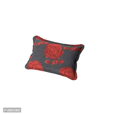 PCOTT Prime Collection 144TC 3D Printed Polycotton Double Bedsheet with 2 Pillow Covers (Multicolour, Size 87 x 87 Inch) - Dotted Black with Red Flower 3D2-M-thumb3