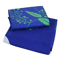 PCOTT Prime Collection 144 TC Polycotton 3D Printed Double Bedsheet with 2 Pillow Covers (Multicolour, Size 90 x 90 Inch) - Blue with White Leaves 3D5-thumb3