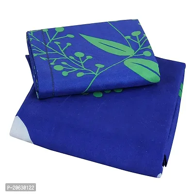 PCOTT Prime Collection 144 TC Polycotton 3D Printed Double Bedsheet with 2 Pillow Covers (Multicolour, Size 90 x 90 Inch) - Blue with White Leaves 3D5-thumb4