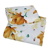 PCOTT Prime Collection 144TC 3D Printed Polycotton Double Bedsheet with 2 Pillow Covers (Multicolour, Size 87 x 87 Inch) - White with Yellow Flowers 3D3-thumb1