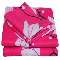 PCOTT Prime Collection 144 TC Polycotton 3D Printed Double Bedsheet with 2 Pillow Covers (Multicolour, Size 90 x 90 Inch) - Pink with White Flower 3D10-thumb3