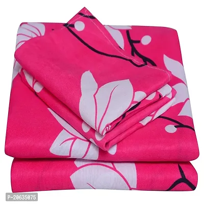 PCOTT Prime Collection 144 TC Polycotton 3D Printed Double Bedsheet with 2 Pillow Covers (Multicolour, Size 90 x 90 Inch) - Pink with White Flower 3D10-thumb4