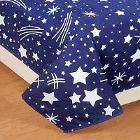 PCOTT Prime Collection 144 TC Polycotton 3D Printed Double Bedsheet with 2 Pillow Covers (Multicolour, Size 90 x 90 Inch) - Blue with Stars 3D6-thumb1