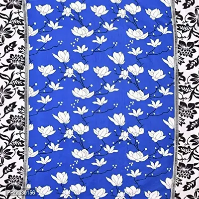 PCOTT Prime Collection 144TC 3D Printed Polycotton Double Bedsheet with 2 Pillow Covers (Multicolour, Size 87 x 87 Inch) - Sky Blue with White Flower 3D-thumb2