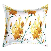 PCOTT Prime Collection 144TC 3D Printed Polycotton Double Bedsheet with 2 Pillow Covers (Multicolour, Size 87 x 87 Inch) - White with Yellow Flowers 3D3-M-thumb2