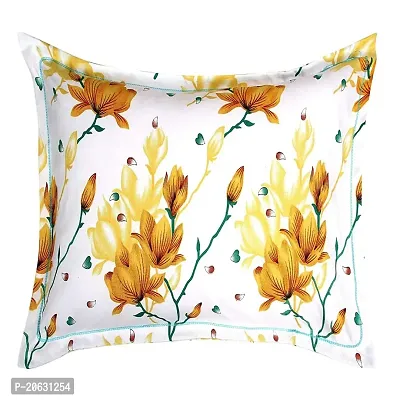 PCOTT Prime Collection 144TC 3D Printed Polycotton Double Bedsheet with 2 Pillow Covers (Multicolour, Size 87 x 87 Inch) - White with Yellow Flowers 3D3-M-thumb3