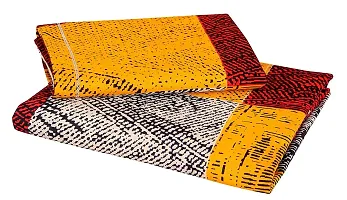 PCOTT Prime Collection 144TC 3D Printed Polycotton Double Bedsheet with 2 Pillow Covers (Multicolour, Size 87 x 87 Inch) - Red  Yellow Checks 3D-thumb3