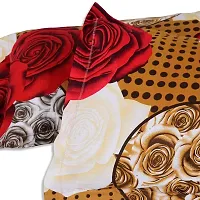 PCOTT Prime Collection 144TC 3D Printed Polycotton Double Bedsheet with 2 Pillow Covers (Multicolour, Size 87 x 87 Inch) - Brown with Red  White Roses 3D2-thumb1