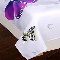 PCOTT Prime Collection 144 TC Polycotton 3D Printed Double Bedsheet with 2 Pillow Covers (Multicolour, Size 90 x 90 Inch) - White with Purple Butterfly 3D5-thumb2