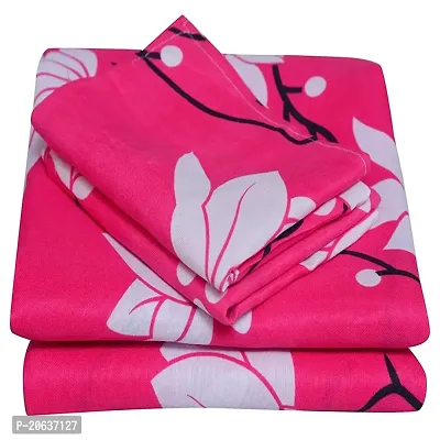 PCOTT Prime Collection 144 TC Polycotton 3D Printed Double Bedsheet with 2 Pillow Covers (Multicolour, Size 90 x 90 Inch) - Pink with White Flower 3D3-thumb4