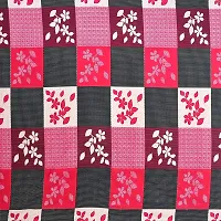 PCOTT Prime Collection 144 TC Polycotton 3D Printed Double Bedsheet with 2 Pillow Covers (Multicolour, Size 90 x 90 Inch) - Red Grey Check with Leaves 3D1-thumb2