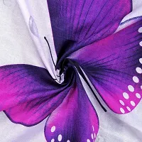 PCOTT Prime Collection 144 TC Polycotton 3D Printed Double Bedsheet with 2 Pillow Covers (Multicolour, Size 90 x 90 Inch) - White with Purple Butterfly 3D5-thumb3