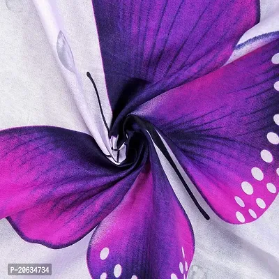 PCOTT Prime Collection 144 TC Polycotton 3D Printed Double Bedsheet with 2 Pillow Covers (Multicolour, Size 90 x 90 Inch) - White with Purple Butterfly 3D5-thumb4