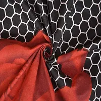 PCOTT Prime Collection 144 TC Polycotton 3D Printed Double Bedsheet with 2 Pillow Covers (Multicolour, Size 90 x 90 Inch) - Dotted Black with Red Flower 3D1-thumb1