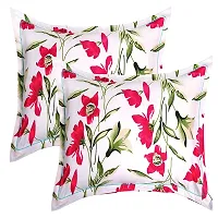 PCOTT Prime Collection 144 TC Polycotton 3D Printed Double Bedsheet with 2 Pillow Covers (Multicolour, Size 90 x 90 Inch) - White with Green Leaves 3D2-thumb1