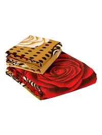 PCOTT Prime Collection 144 TC Polycotton 3D Printed Double Bedsheet with 2 Pillow Covers (Multicolour, Size 90 x 90 Inch) - Brown with Red  White Roses 3D6-thumb3