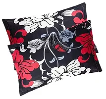 PCOTT Prime Collection 144 TC Polycotton 3D Printed Double Bedsheet with 2 Pillow Covers (Multicolour, Size 90 x 90 Inch) - Black with Red  White Flower 3D5-thumb2