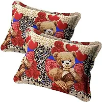 PCOTT Prime Collection 144 TC Polycotton 3D Printed Double Bedsheet with 2 Pillow Covers (Multicolour, Size 90 x 90 Inch) - Teddy Bear 3D5-thumb2