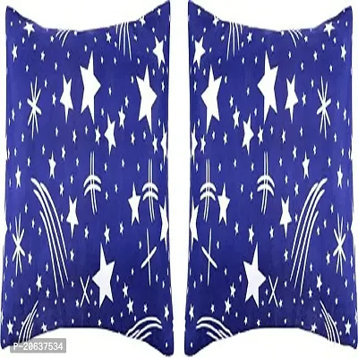 PCOTT Prime Collection 144 TC Polycotton 3D Printed Double Bedsheet with 2 Pillow Covers (Multicolour, Size 90 x 90 Inch) - Blue with Stars 3D3-thumb4