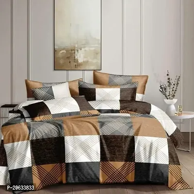 PCOTT Prime Collection 160TC Glace Cotton Supersoft Printed Double Bedsheet with 2 Matching Pillow Covers (Multicolour, 90 x 90 Inch)-Brown Box1-Gold