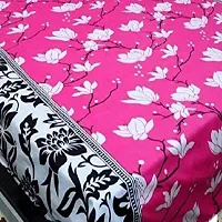 PCOTT Prime Collection 144 TC Polycotton 3D Printed Double Bedsheet with 2 Pillow Covers (Multicolour, Size 90 x 90 Inch) - Pink with White Flower 3D10-thumb1