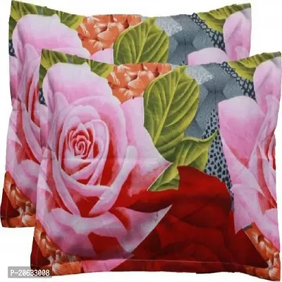 PCOTT Prime Collection 144TC 3D Printed Polycotton Double Bedsheet with 2 Pillow Covers (Multicolour, Size 87 x 87 Inch) - Blue with Red and Pink Flower 3D2-M-thumb4