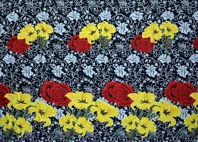 PCOTT Prime Collection 144TC 3D Printed Polycotton Double Bedsheet with 2 Pillow Covers (Multicolour, Size 87 x 87 Inch) - Black with Red  Yellow Flower 3D-thumb1