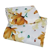 PCOTT Prime Collection 144 TC Polycotton 3D Printed Double Bedsheet with 2 Pillow Covers (Multicolour, Size 90 x 90 Inch) - White with Yellow Flowers 3D5-thumb1