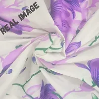 PCOTT Prime Collection 144TC 3D Printed Polycotton Double Bedsheet with 2 Pillow Covers (Multicolour, Size 87 x 87 Inch) - White with Purple Flowers 3D-M-thumb3