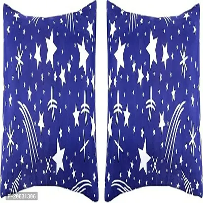 PCOTT Prime Collection 144 TC Polycotton 3D Printed Double Bedsheet with 2 Pillow Covers (Multicolour, Size 90 x 90 Inch) - Blue with Stars 3D2-thumb4