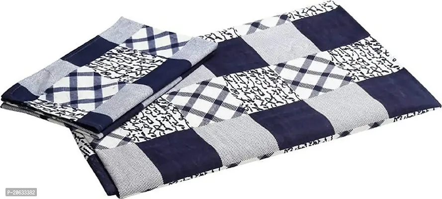 PCOTT Prime Collection 144TC 3D Printed Polycotton Double Bedsheet with 2 Pillow Covers (Multicolour, Size 87 x 87 Inch) - Blue  White Check 3D-thumb4