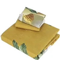 PCOTT Prime Collection 144TC 3D Printed Polycotton Double Bedsheet with 2 Pillow Covers (Multicolour, Size 87 x 87 Inch) - Yellow with White Roses 3D2-M-thumb2