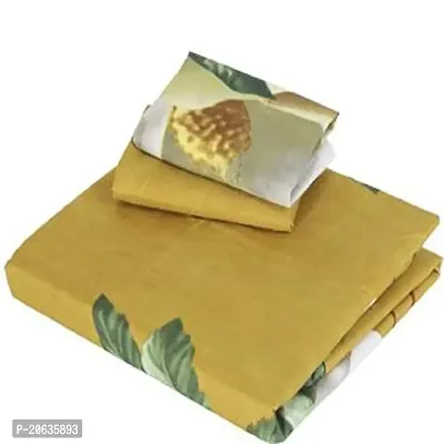 PCOTT Prime Collection 144TC 3D Printed Polycotton Double Bedsheet with 2 Pillow Covers (Multicolour, Size 87 x 87 Inch) - Yellow with White Roses 3D2-M-thumb3