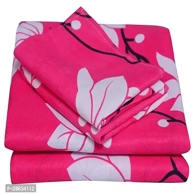 PCOTT Prime Collection 144TC 3D Printed Polycotton Double Bedsheet with 2 Pillow Covers (Multicolour, Size 87 x 87 Inch) - Pink with White Flower 3D3-thumb4