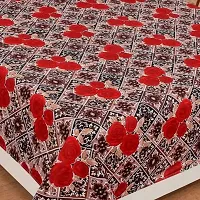 PCOTT Prime Collection 144TC 3D Printed Polycotton Double Bedsheet with 2 Pillow Covers (Multicolour, Size 87 x 87 Inch) - Triple Red Roses 3D-thumb1