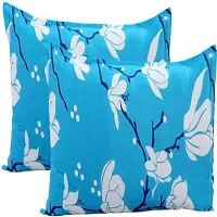 PCOTT Prime Collection 144TC 3D Printed Polycotton Double Bedsheet with 2 Pillow Covers (Multicolour, Size 87 x 87 Inch) - Sky Blue with White Flower 3D-thumb3