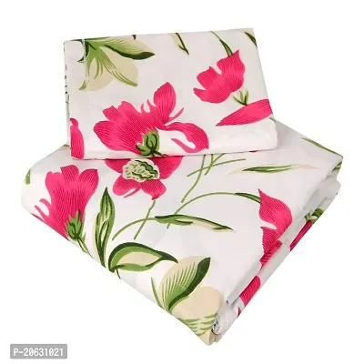 PCOTT Prime Collection 144TC 3D Printed Polycotton Double Bedsheet with 2 Pillow Covers (Multicolour, Size 87 x 87 Inch) - White with Green Leaves 3D-M-thumb3