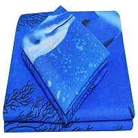 PCOTT Prime Collection 144TC 3D Printed Polycotton Double Bedsheet with 2 Pillow Covers (Multicolour, Size 87 x 87 Inch) - Blue Fish 3D-M-thumb1