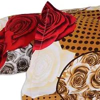 PCOTT Prime Collection 144 TC Polycotton 3D Printed Double Bedsheet with 2 Pillow Covers (Multicolour, Size 90 x 90 Inch) - Brown with Red  White Roses 3D6-thumb1